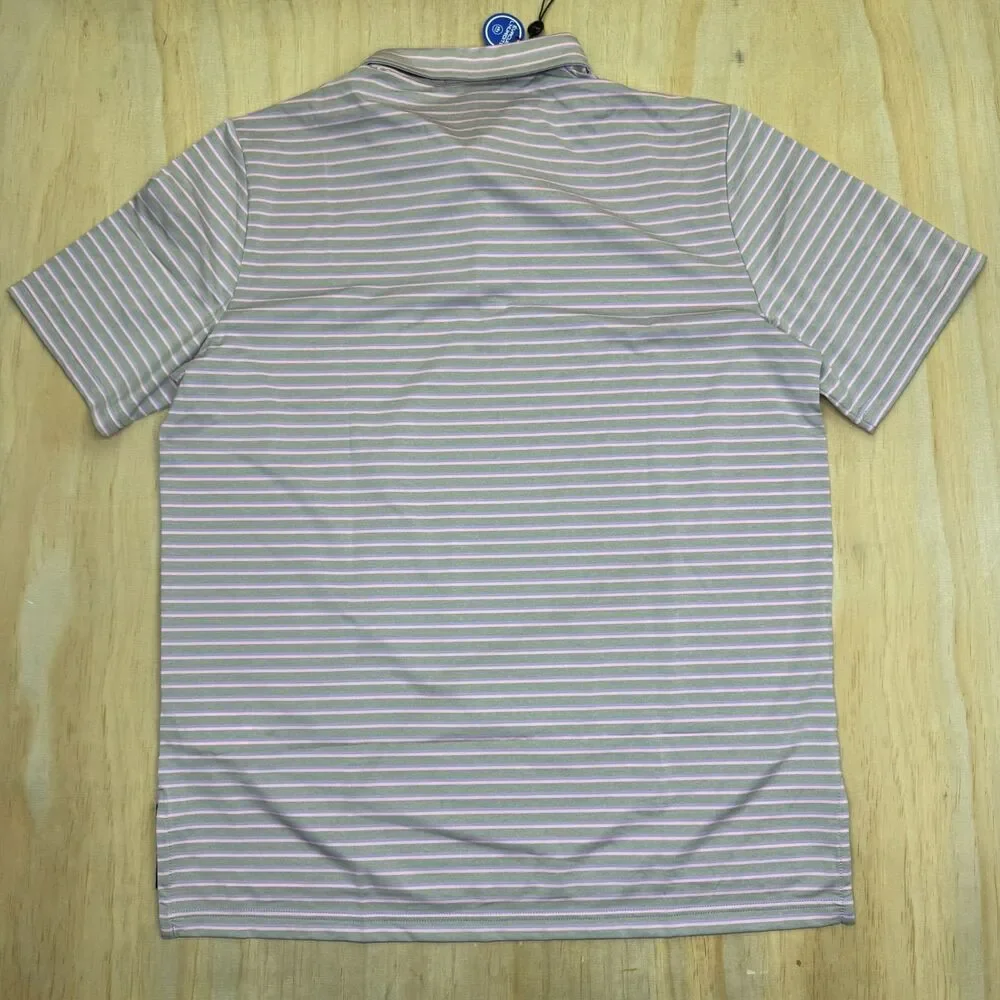 NEW Ralph Lauren RLX  Golf Polo Shirt Mens LG Striped Pink Gray Purple